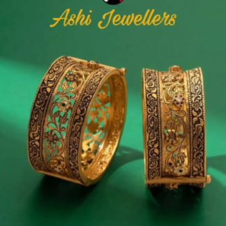  beautiful Gold Bangle with mesmerizing flower design all over it.